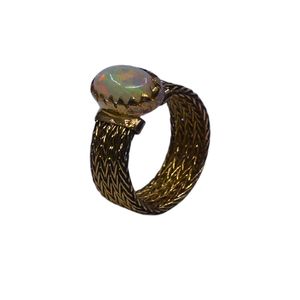 Wedding Wear 925 Sterling Silver <b>Gold</b> Plated Jewelry <b>Opal</b> Gemstone Women Wear Classic <b>Ring</b> - Product Image 1