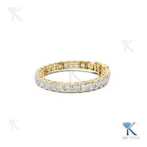 KRUP JEWELS 5.00MM Princess Cut Synthetic Lab-Grown Diamond Tennis <b>Bracelet</b> 14K <b>Solid</b> Gold Unisex Luxury Bridal Jewelry - Product Image 5