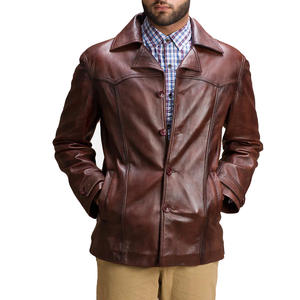 Veste en cuir et toile respirante imperméable de haute qualité, design personnalisé, col montant, mode décontractée d'hiver pour hommes - Product Image 2