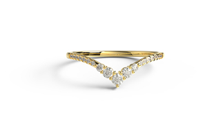 Luxury 18K Gold <b>Solid</b> Curved Ring Wedding Band Graduating Round Diamonds Stacking Ring Band For Women Fine Jewelry - Product Image 1