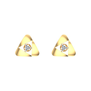 Pendientes con Forma de Triángulo, Pendientes de Diamantes en Oro Amarillo de 18K, Diseño Minimalista para Uso Diario de Mujeres - Product Image 1