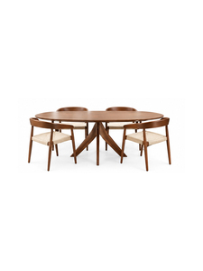 Sillón de Madera de Estilo Moderno de Mediados de Siglo con Asiento Tejido y Respaldo Curvo para Comedor, Mueble para el Hogar, Diseño Estable - Product Image 5