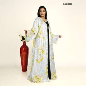 Abaya de Satén Jacquard de Excelente Calidad con Chifón, Elegante, de Manga Larga, para Uso Diario, Disponible a Buen Precio - Product Image 1