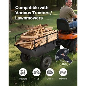 10 Cu. Rimorchio da Giardino/UTV/ATV da 227 kg (500 libbre) con Pneumatici da 16 Pollici, Carrello Ribaltabile in Polietilene per Trasporto Manuale e Rimorchi Utilitari a Spinta - Product Image 2