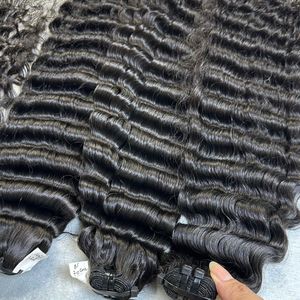 100% faisceaux de vagues profondes alignés sur les cuticules 8-40 pouces extensions de cheveux ondulés profonds de couleur naturelle vierge brute remy - Product Image 1
