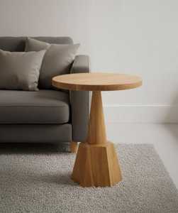 Table basse en bois massif, design rond moderne, finition naturelle, collection de meubles pour salon - Product Image 4
