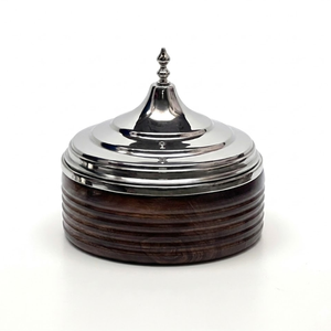 Casserole de luxe en bois de la région du Golfe avec couvercle, chauffe-plat en acier inoxydable |   Ustensiles de cuisine artisanaux en bois avec base en bois - Product Image 2