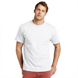 T-shirt en coton noir pour homme, coupe classique, col rond, manches courtes, couleur unie, style jersey décontracté - Product Image 4