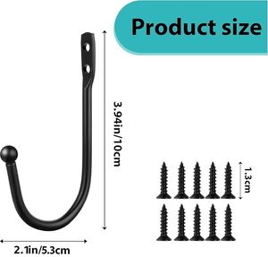 Black U-Shape <b>Curtain</b> Holdbacks <b>Wall</b> Hooks - Product Image 3