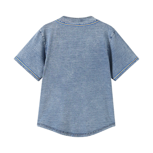 Premium SGRho Denim <b>Baseball</b> Jersey for Women | Greek Letter Button-Up Shirt | Premium Embroidered Applique Sorority Denim - Product Image 2