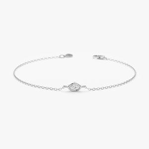 Pulsera de Diamantes Marquise Delicada en Oro Sólido de 14K/18K, 0.08ctw, Certificación IGI, Joyería para Mujer, Cumpleaños, Aniversario, Uso Diario - Product Image 1