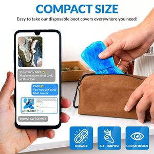 Copriscarpe blu monouso confezione 100 CPE copriscarpe chirurgico fascia elastica impermeabile 15.75X6.75 pollici copri piedi scarpe di sicurezza - Product Image 4