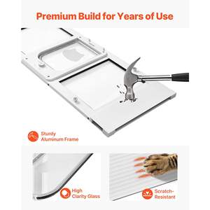 Porte pour chat en verre haute transparence avec cadre en aluminium, 4 modes de verrouillage sécurisés, installation rapide, porte pour animaux de compagnie résistante aux intempéries, fermeture magnétique - Product Image 6