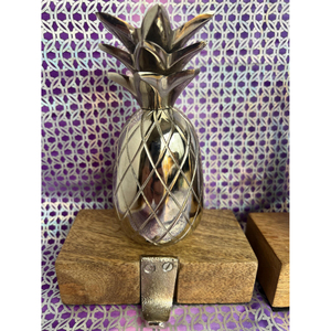 Silver Fruit Shape <b>Christmas</b> <b>Stocking</b> <b>Holder</b> Trendy Designed Metal Made <b>Stocking</b> <b>Holder</b> With Wood Base Available at Lowest Price - Product Image 2