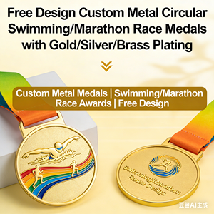 Medallas Deportivas Personalizadas de Latón y Aleación de Zinc al por Mayor, Medallas de Oro, Plata y Bronce con Cinta para Competiciones de Maratón, OEM - Product Image 2