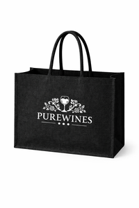 Sac fourre-tout en jute noir avec logo personnalisé, écologique, unisexe, panier-cadeau, emballage réutilisable pour les courses - Product Image 1