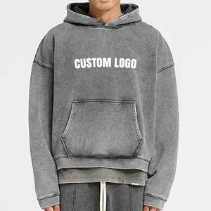 Glory Custom 2026 Sweat à capuche pour homme, décontracté, 100% coton molletonné, à épaules tombantes, effet délavé à l'acide, avec impression de logo personnalisé - Product Image 5