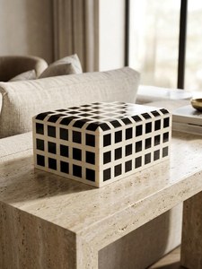 Caja de Almacenamiento Rectangular de Cerámica, Diseño Geométrico Blanco y Negro, Estilo Minimalista, Organizador Decorativo para Sala de Estar - Product Image 4