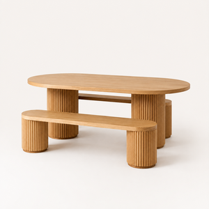 Ensemble table et bancs de jardin en teck massif pour café, restaurant, terrasse et bord de piscine - Product Image 2