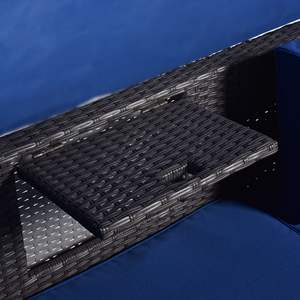 Lettino da Esterno Rettangolare con Tettuccio Retrattile, Mobili in Vimini, Seduta Componibile e Cuscini Lavabili per Cortile e Veranda - Product Image 5