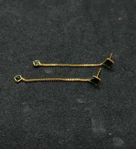 Premium Gold Plated Green Stone Long <b>Chain</b> Drop <b>Earrings</b> Double Crystal Elegant Luxury Fashion Jewelry for Women Girls Wholesale - Product Image 4