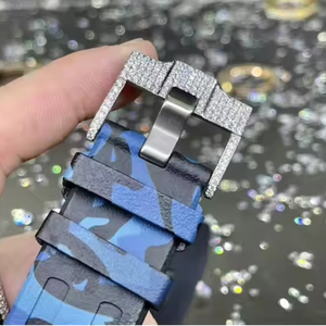 Reloj cronógrafo de lujo con diamantes de imitación, esfera analógica redonda de 45mm, cristal de zafiro, banda de goma, reloj de cuarzo para hombre LOISTA - Product Image 5