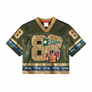 Custom Olive Green Women's Football Jersey Vintage Mesh Streetwear Regular Fit <b>Athletic</b> Wear Embroidered Graphic Number - Product Image 1