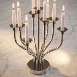 Elegant 10 Arm Silver Chrome Candelabra Modern Stainless Steel Candle Holder For Luxury Wedding <b>Decoration</b> & <b>Table</b> Centerpieces - Product Image 3