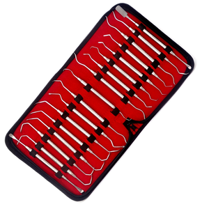 Kit d'implants dentaires professionnels avec 14 instruments en acier inoxydable dans un étui de transport rouge, outils chirurgicaux manuels de classe I - Product Image 2