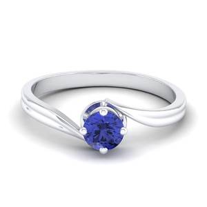 Anillo de Compromiso REYES con Tanzanita de Corte Redondo de 0.5 Quilates, Joyería Fina de Boda en Oro Amarillo Sólido de 14K/18K con Diamantes - Product Image 5