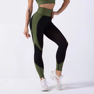 Leggings de sport décontractés personnalisés de haute qualité pour femmes, taille mi-haute, pour le jogging et le yoga, avec logo, en Spandex/Polyester tricoté, flexibles - Product Image 5