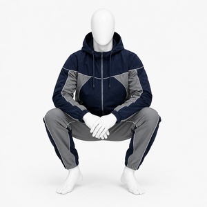 Ensemble de survêtement personnalisé avec broderie, veste zippée, pantalon de jogging en nylon, coupe-vent, survêtements de sport pour hommes - Product Image 5