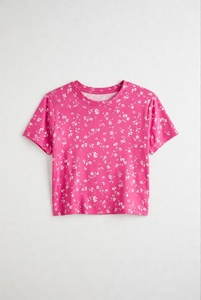 <b>Women</b> Beach Style Crop T Shirt Oversized Cotton Loose Fit Plain Casual Streetwear Custom Logo - Product Image 1