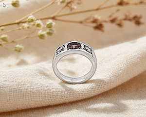 Art Palace 925 Silver Garnet Gemstone <b>Ring</b> Prong Setting Classic Style Unisex Everyday Wear - Product Image 1