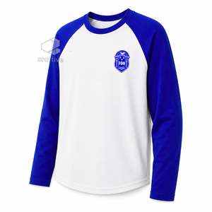 Zeta Phi Beta Sorority <b>Raglan</b> <b>T</b>-<b>Shirt</b> Women's Casual Blue White Contrast <b>Long</b> <b>Sleeve</b> <b>Shirt</b> Embroidered Crest Color Block Tee - Product Image 2
