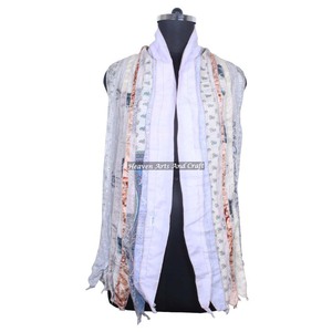 Écharpe vintage en soie à 10 bandes Patti pour filles SC024 – Stole tendance avec patchs de sari indien, écharpe réversible colorée - Product Image 2