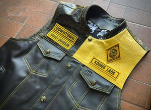 เสื้อกั๊กหนังสองสีสไตล์ไบค์เกอร์ - Product Image 3