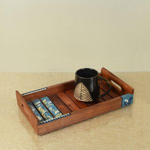 Handpainted Design Wooden Serving <b>Tray</b> for Kitchen <b>Tea</b> Coffee Serving Rectangle <b>Trays</b> Elegant Decorative for Sale At Best Price - Product Image 5