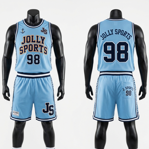 Ensemble short et maillot de basket-ball pour homme en polyester respirant, maille filet, bleu marine, personnalisable avec broderie en twill. - Product Image 3