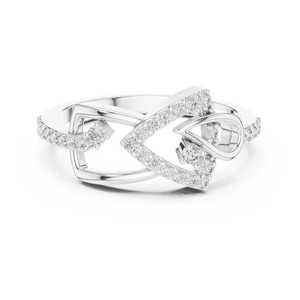 Bague en diamant géométrique de luxe pour femmes |   Design ajouré moderne |   Sertissage micro-pavé |   Bague en moissanite |   Alliage d'argent sterling | - Product Image 5