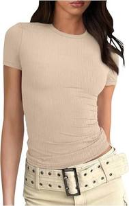 STELLAR Top Corto de Verano para Mujer, Estilo Típico, Tejido Acanalado, Ajustado, Transpirable, 100% Poliéster, con Mangas con Volantes Florales - Product Image 3