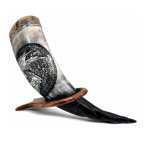 Cuerno de Búfalo Natural para Beber, Diseño Animal Tallado, Hecho a Mano, Pulido, Estilo Vikingo, Artículo Coleccionable, Decoración para Bodas, Artesanía - Product Image 1