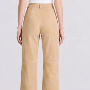 <b>Women</b> Suede Trousers Luxury Leather Bootcut Leg High Waist Modern Casual Fashion Pants Wholesale Supplier Custom OEM ODM - Product Image 1
