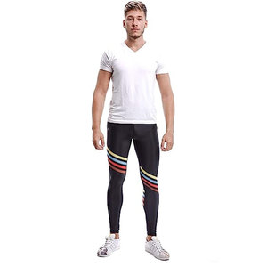 Men's Full Length <b>Compression</b> <b>Leggings</b> Solid Design Spandex/Nylon Breathable Elastic Waist 220g Fitness Wear - Product Image 5