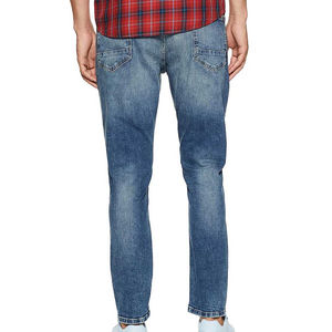 Service OEM – Jean décontracté pour homme de haute qualité, coupe droite, délavé, bleu, confortable, respirant, en denim, ajustement personnalisé - Product Image 2