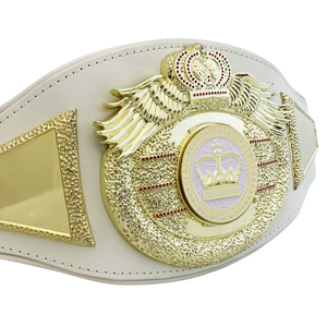 Ceinture de championnat blanche de haute qualité avec ailes et couronne plaquées or, ceintures de titre sportif de haute qualité - Product Image 5