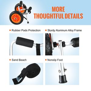 Carrello per Kayak pieghevole resistente 10 ''pneumatici solidi antiscivolo 250 libbre capacità di carico carrello Kayak per canoe Jon barche in lega - Product Image 6