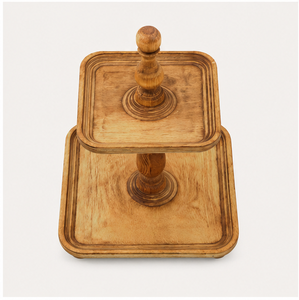 2-Tier Wooden Cake <b>Stand</b> & Square <b>Cupcake</b> Display <b>Stand</b> for Wedding Party Decor Handcrafted Farmhouse Tiered Serving Tray - Product Image 6