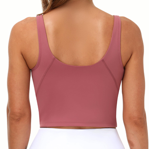 Camiseta sin mangas rosa con cuello en V para mujer, top corto sexy para mujer, camiseta sin mangas ajustada para mujer - Product Image 6