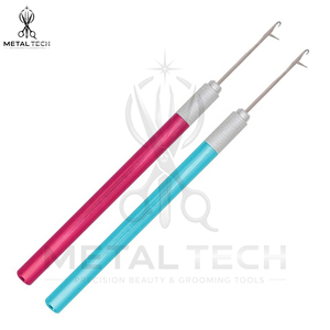 Colored Metal Handle Hair Extension Micro Link Pulling <b>Needle</b> Latch Hook Loop <b>Threader</b> Tool Bulk Professional Salon Hardware - Product Image 3